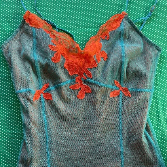 Betsey Johnson Turquoise and Orange Lace Dress - Picture 6 of 8